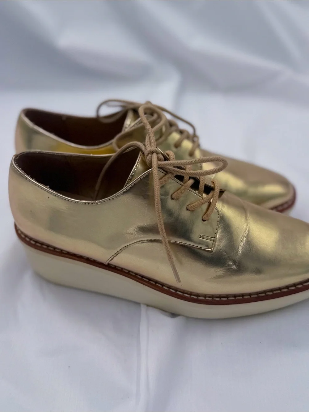 Aldo Gold Metallic Platform Derby Shoes - Women